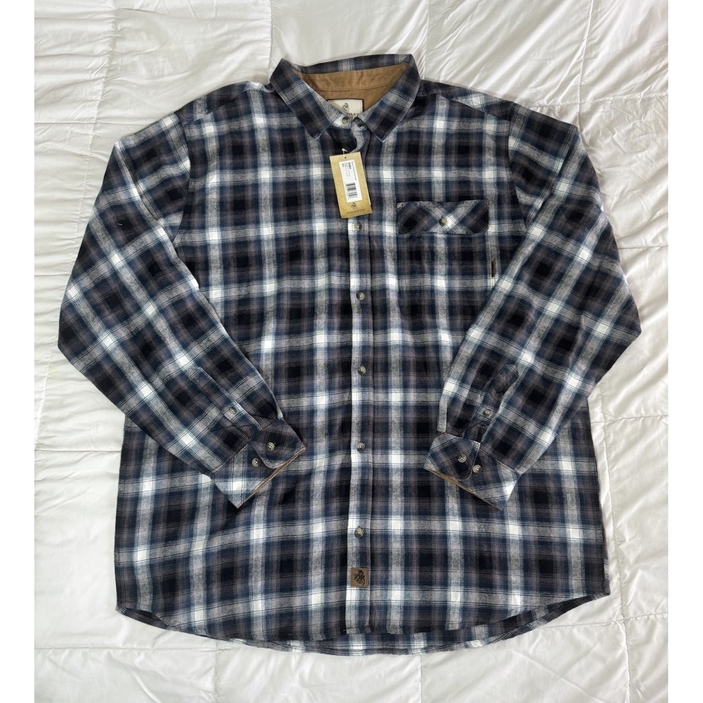 New Legendary Whitetails 2x Tall Buck Camp Flannel Shirt Long Sleeve Plaid
